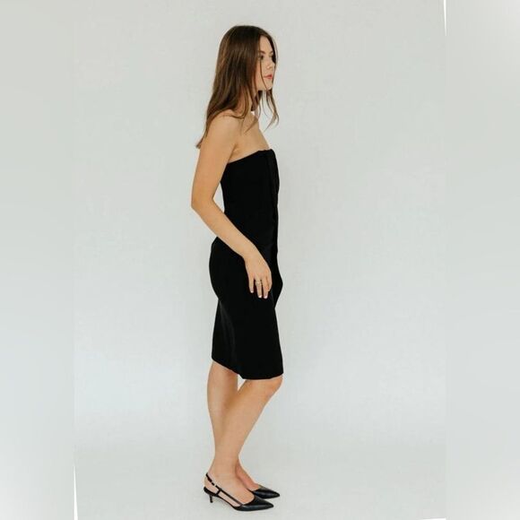 NWT Anine Bing Halle Midi Black Dress Strapless Size L - Picture 4 of 13